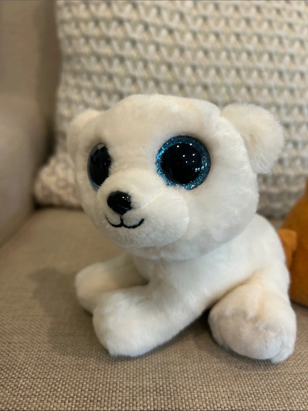 Plush Pair: White Polar Bear and Tan Puppy with Sparkly Eyes